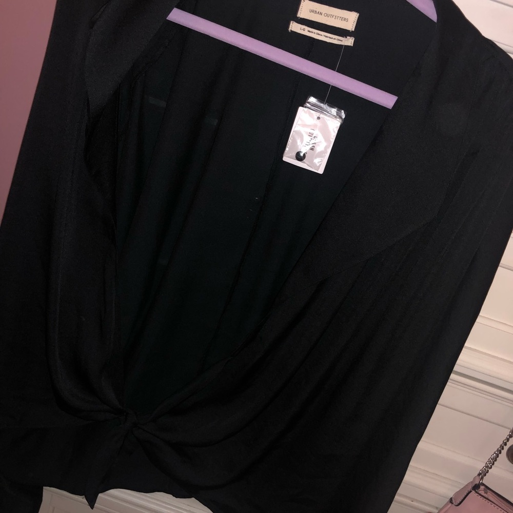 Black long sleeve silk shirt
